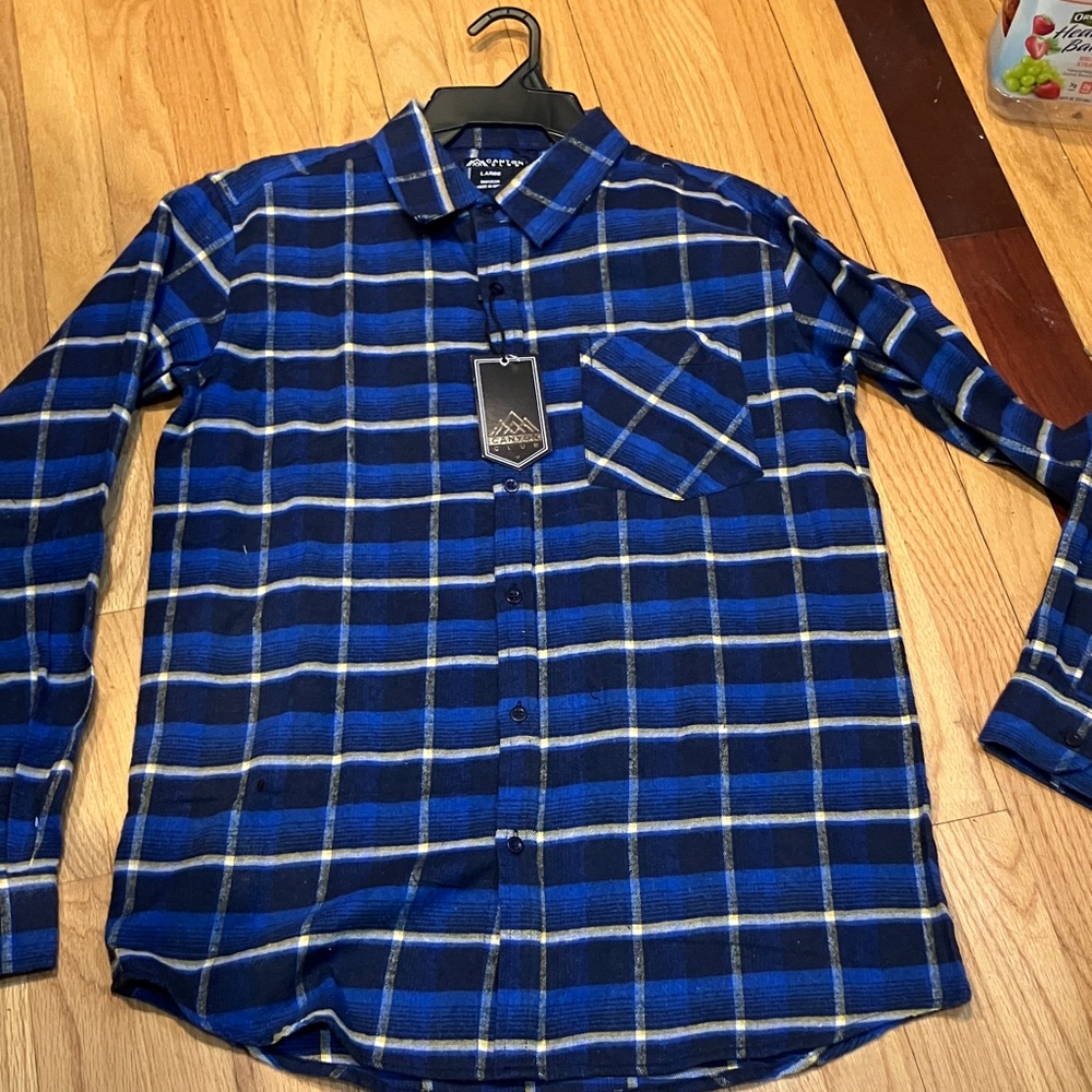 Men's Blue Plaid Button-Down Shirt
